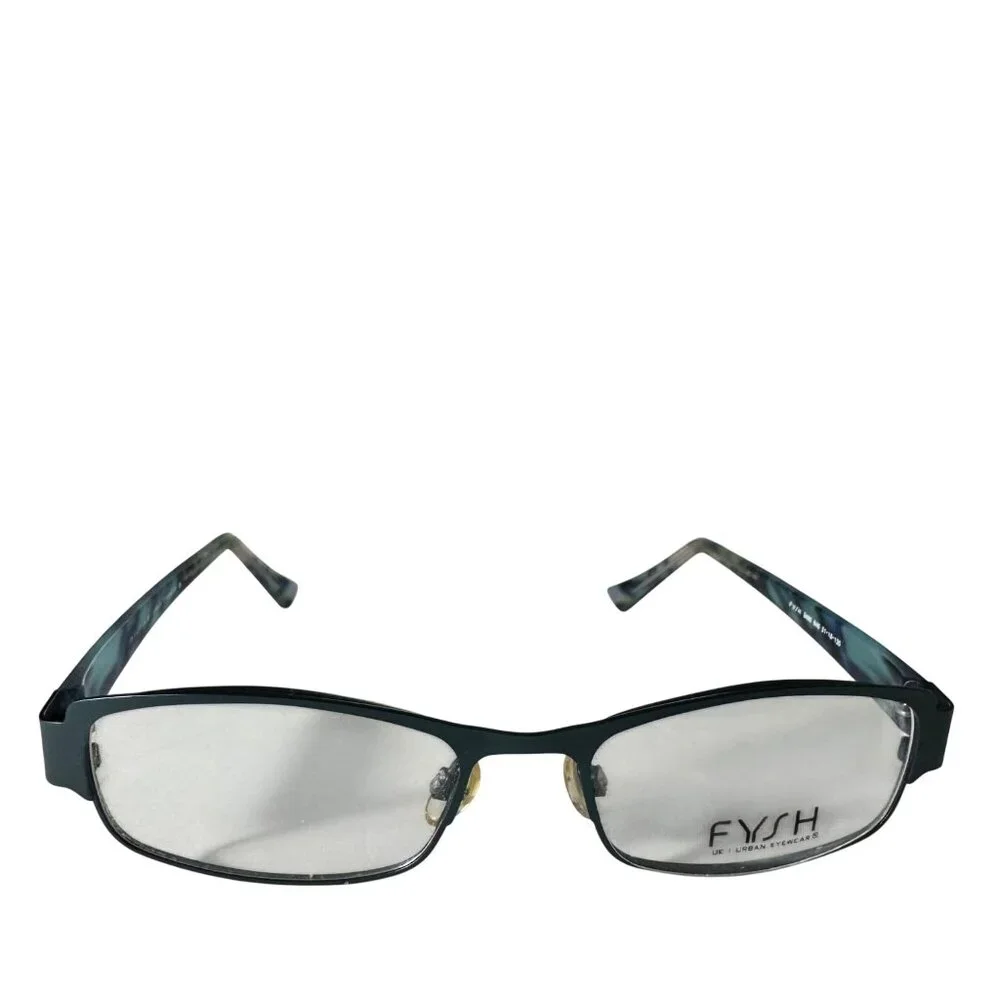 Fysh Urban Eyewear Eyeglasses 51-18-135 3480 Aqua/Blue Rectangle Frames Only UK - Picture 1 of 12